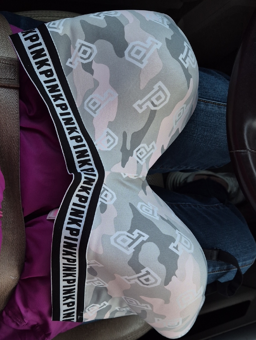 PINK Victoria's Secret Light Pink & Gray Camo Bralette